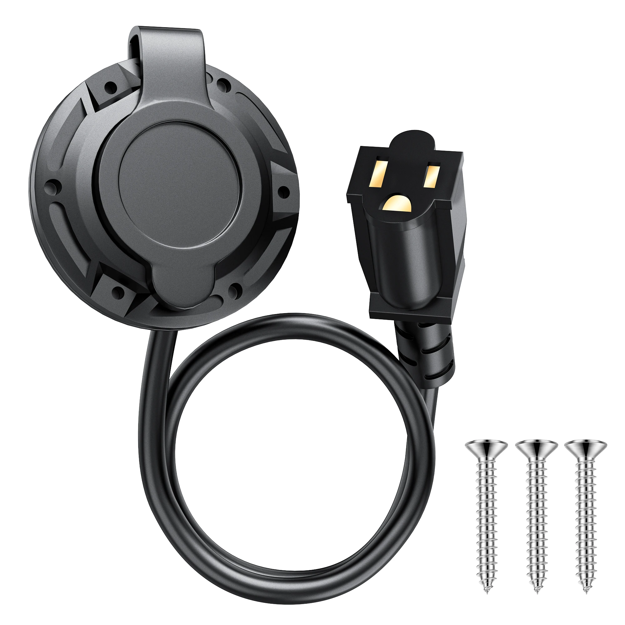 20A 125V AC Port Plug 12AWG Heavy-Duty RV Waterproof Shore Power Inlet Socket with 16" Extension Cord Integrated Receptacle Box
20A 125V AC Port Plug 12AWG Heavy-Duty RV Waterproof Shore Power Inlet Socket with 16" Extension Cord Integrated Receptacle Box