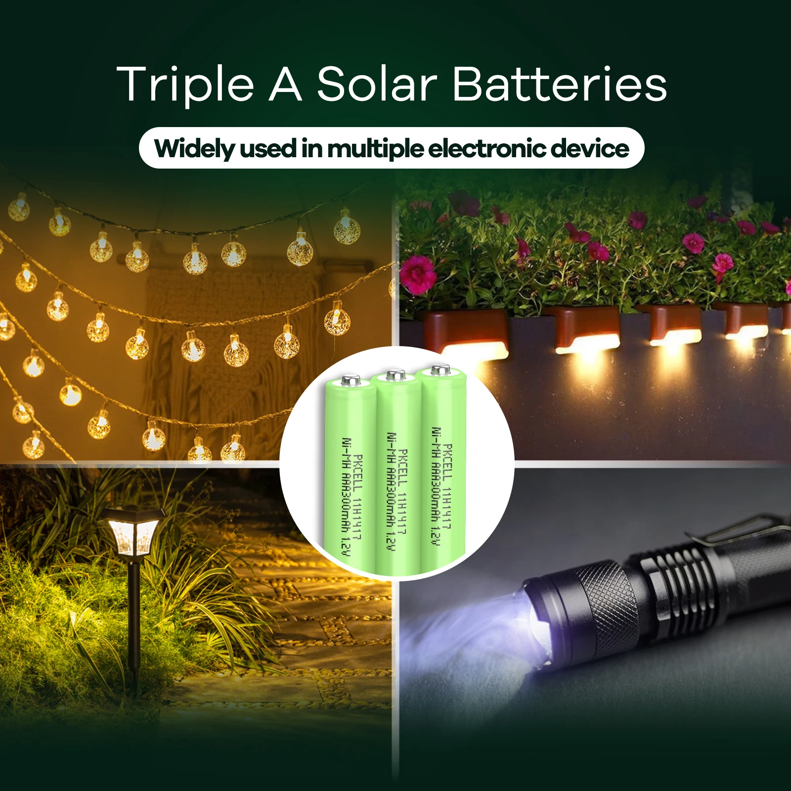 30PCS PKCELL AAA 300mAh Rechargeable Ni-MH 1.2V Batteries for Solar Lights
30PCS PKCELL AAA 300mAh Rechargeable Ni-MH 1.2V Batteries for Solar Lights