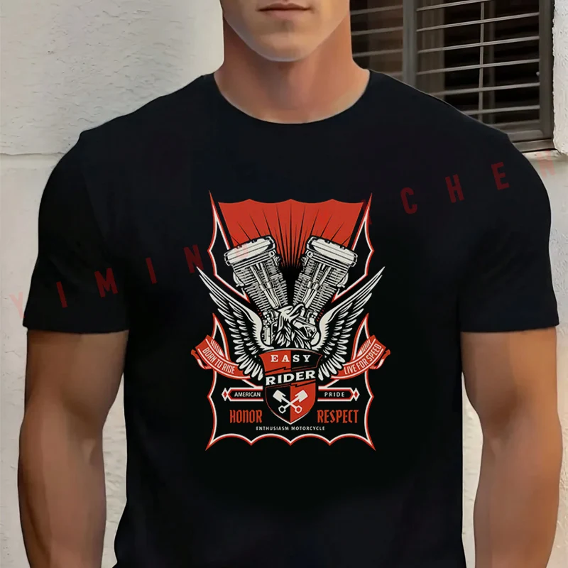 Easy Rider Vintage Motorcycle Design T-Shirt Men‘s Cotton Summer Short-sleeved Casual Streetwear Tops Tee
Easy Rider Vintage Motorcycle Design T-Shirt Men‘s Cotton Summer Short-sleeved Casual Streetwear Tops Tee