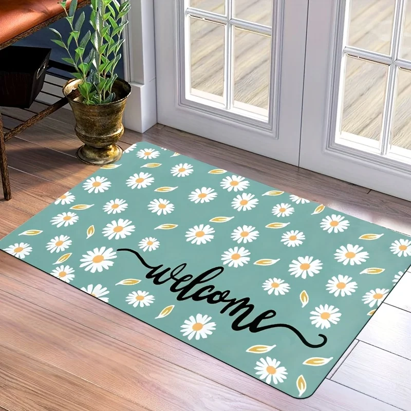 Welcome mat, daisy pattern non-slip door mat, suitable for home door, simple design, comfortable and durable, machine washable
Welcome mat, daisy pattern non-slip door mat, suitable for home door, simple design, comfortable and durable, machine washable