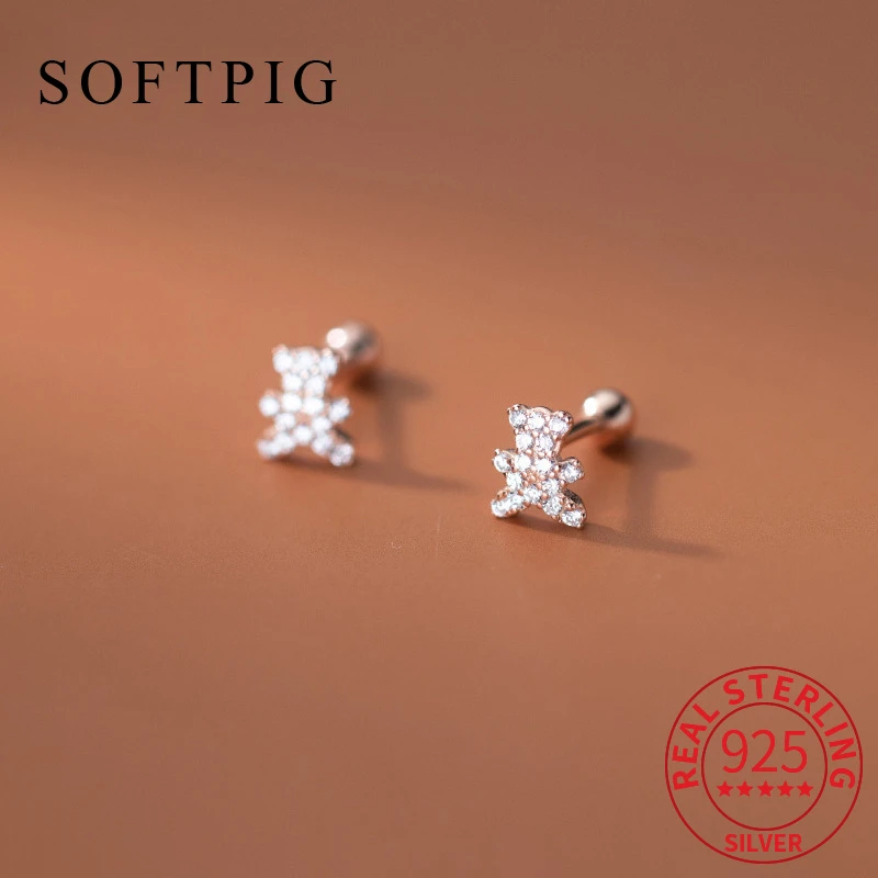 SOFTPIG Real 925 Sterling Silver Full Zircon Bear Screw Bead Stud Earrings For Women Cute Animal Fine Jewelry Trendy Accessories
SOFTPIG Real 925 Sterling Silver Full Zircon Bear Screw Bead Stud Earrings For Women Cute Animal Fine Jewelry Trendy Accessories