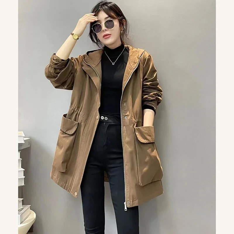 Medium to Long Windbreaker 2025 Spring and Autumn New Korean Version Western Style Loose Hooded Cotton Women's Coat Single Top
Medium to Long Windbreaker 2025 Spring and Autumn New Korean Version Western Style Loose Hooded Cotton Women's Coat Single Top