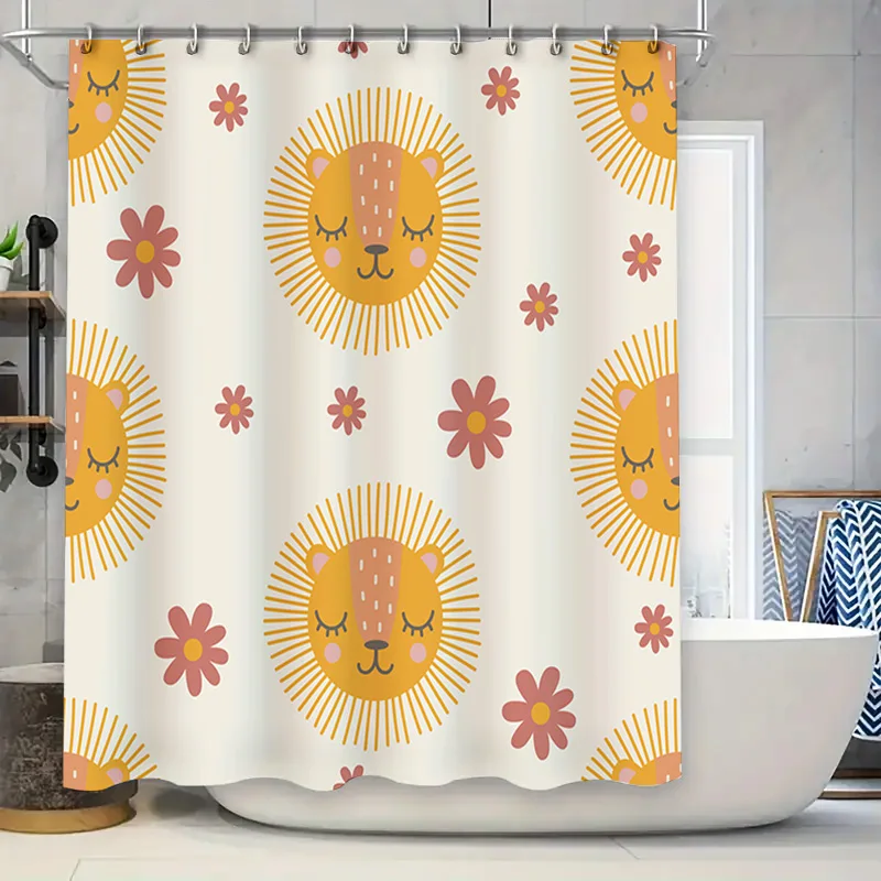 Набор занавесок для душа с изображением льва и подсолнуха, водонепроницаемая ткань с 3D принтом, милый детский декор для ванной комнаты
Набор занавесок для душа с изображением льва и подсолнуха, водонепроницаемая ткань с 3D принтом, милый детский декор для ванной комнаты