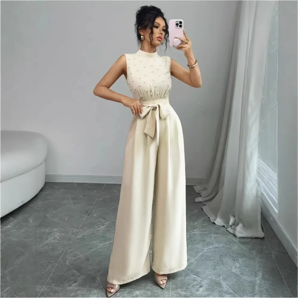 2026 Fashion Beaded Sleeveless Women's Jumpsuit Spring And Summer New Office Elegant Waist Belt Loose Wide Leg Jumpsuit Female
2026 Fashion Beaded Sleeveless Women's Jumpsuit Spring And Summer New Office Elegant Waist Belt Loose Wide Leg Jumpsuit Female