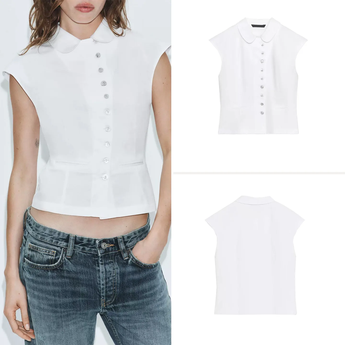 Fashionable Women's Summer Shirt Collar Sleeveless Button Decorated Windbreaker Style Top ZADATA Commute Style 2026 New Arrival
Fashionable Women's Summer Shirt Collar Sleeveless Button Decorated Windbreaker Style Top ZADATA Commute Style 2026 New Arrival