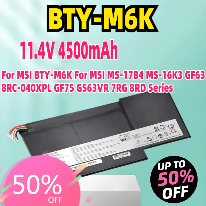Высокое качество 11,4 В 4500 мАч новый аккумулятор для ноутбука MSI BTY-M6K для MSI MS-17B4 MS-16K3 GF63 8RC-040XPL GF75 GS63VR 7RG 8RD Series
Высокое качество 11,4 В 4500 мАч новый аккумулятор для ноутбука MSI BTY-M6K для MSI MS-17B4 MS-16K3 GF63 8RC-040XPL GF75 GS63VR 7RG 8RD Series