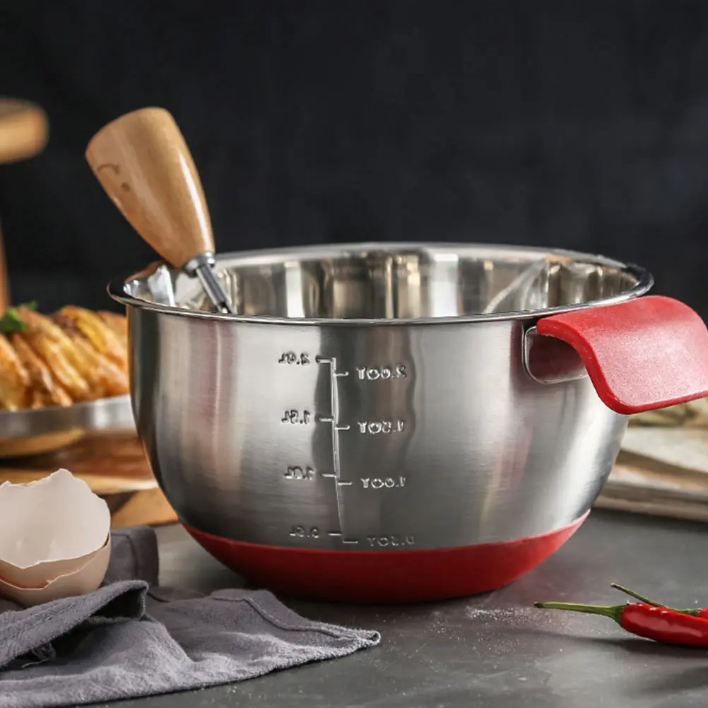 1 Set Antiskid Salad With Scale Stainless Steel Mixing Bowl Baking Container Kitchen Food Storage Egg Holder Multi-Functional
1 Set Antiskid Salad With Scale Stainless Steel Mixing Bowl Baking Container Kitchen Food Storage Egg Holder Multi-Functional