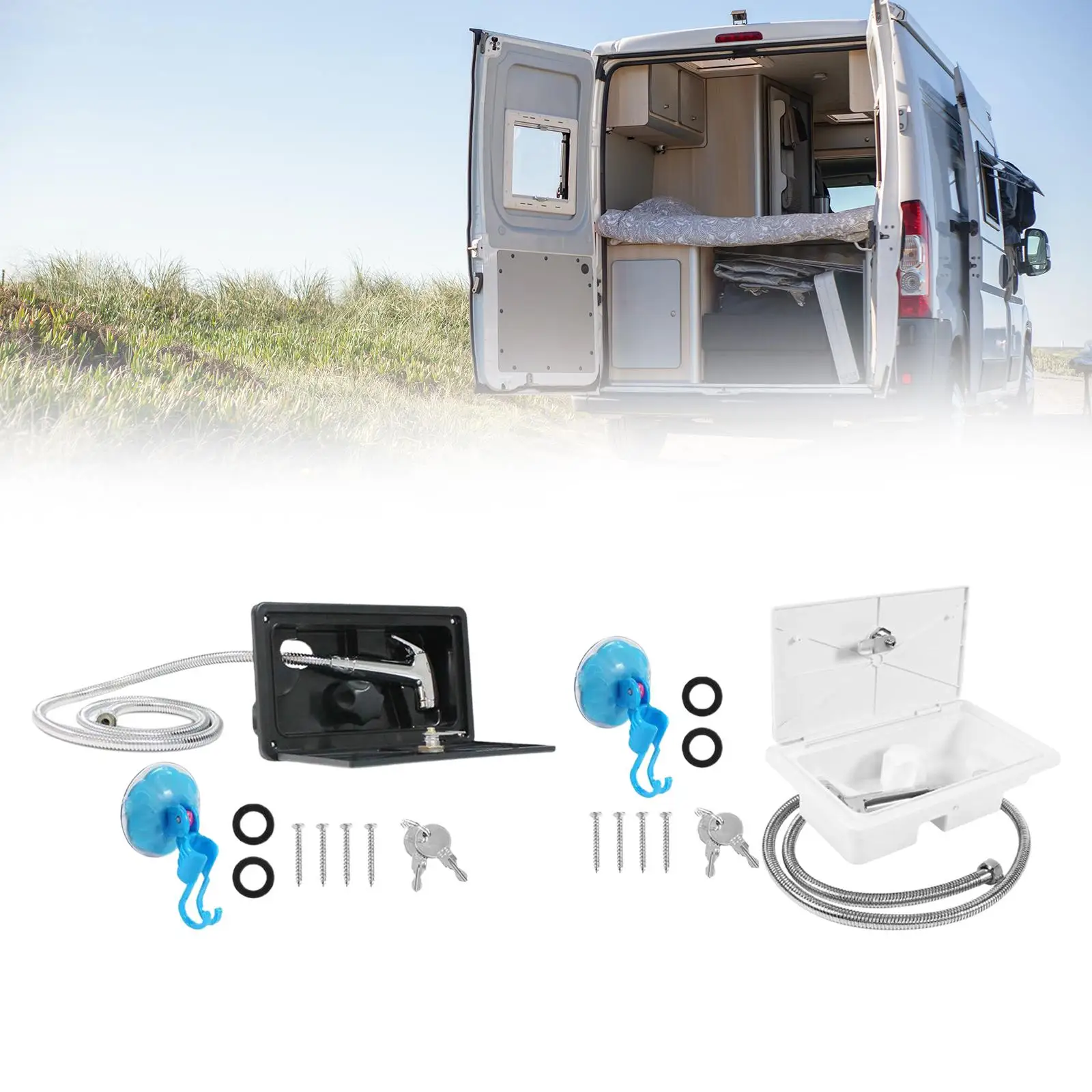 RV Exterior Shower Box Kit with Lock Shower Head Hot Cold Switch RV Outdoor Shower Faucet for Trailers RV Accessories Boat
RV Exterior Shower Box Kit with Lock Shower Head Hot Cold Switch RV Outdoor Shower Faucet for Trailers RV Accessories Boat
