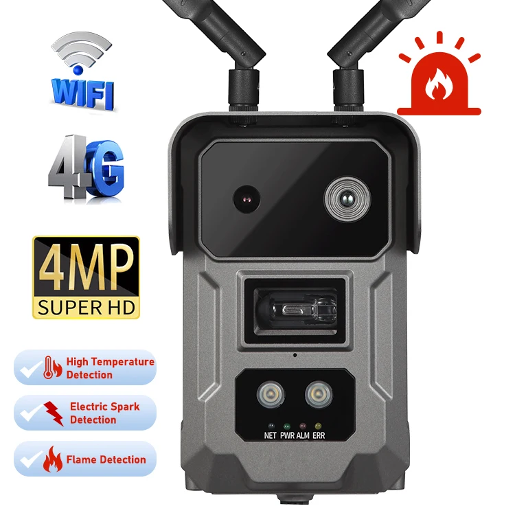 4MP Super HD Multi-Spectrum Fire Warning Camera AI Early Detection High-Temperature Alarm 4G/WiFi/PoE Connectivity camera
4MP Super HD Multi-Spectrum Fire Warning Camera AI Early Detection High-Temperature Alarm 4G/WiFi/PoE Connectivity camera