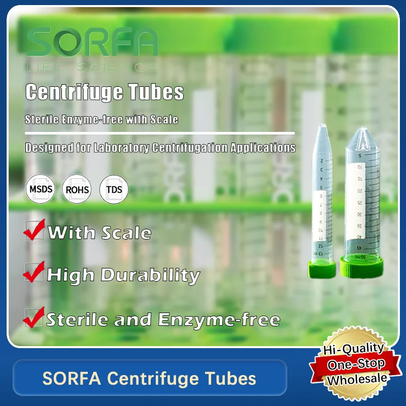 SORFA Centrifuge Tubes with Conical Bottom, Sterile, Enzyme-Free, with Graduation for Laboratory Applications Original Product
SORFA Centrifuge Tubes with Conical Bottom, Sterile, Enzyme-Free, with Graduation for Laboratory Applications Original Product