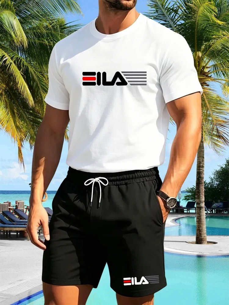 New men's summer short sleeved T-shirt set, fashionable two-piece sportswear, casual shorts, men's sportswear set
New men's summer short sleeved T-shirt set, fashionable two-piece sportswear, casual shorts, men's sportswear set