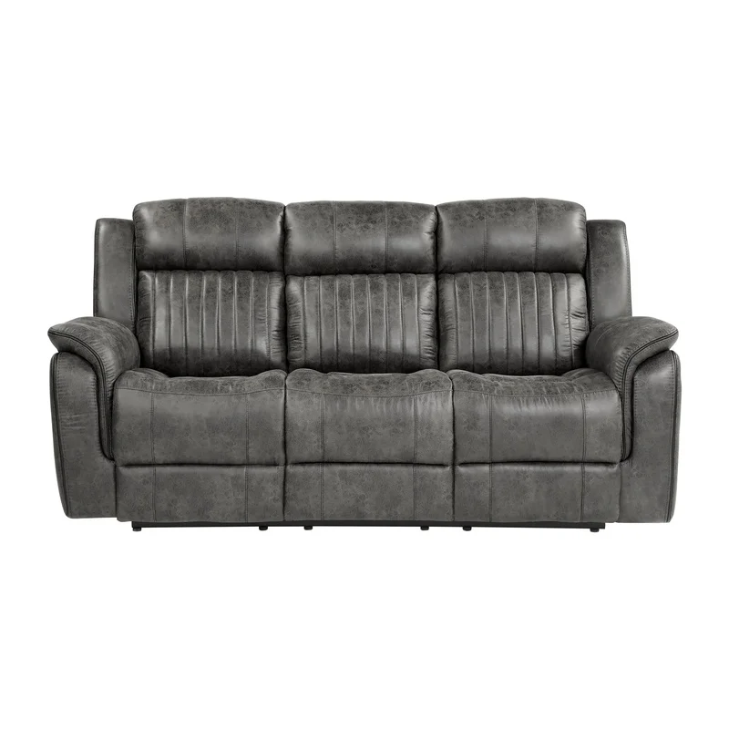 Solid Wood Double Reclining Sofa with Plush Pillow-Top Arms and Vertical Tufting – Classic Brownish Gray Transitional Living Room Furniture
Solid Wood Double Reclining Sofa with Plush Pillow-Top Arms and Vertical Tufting – Classic Brownish Gray Transitional Living Room Furniture