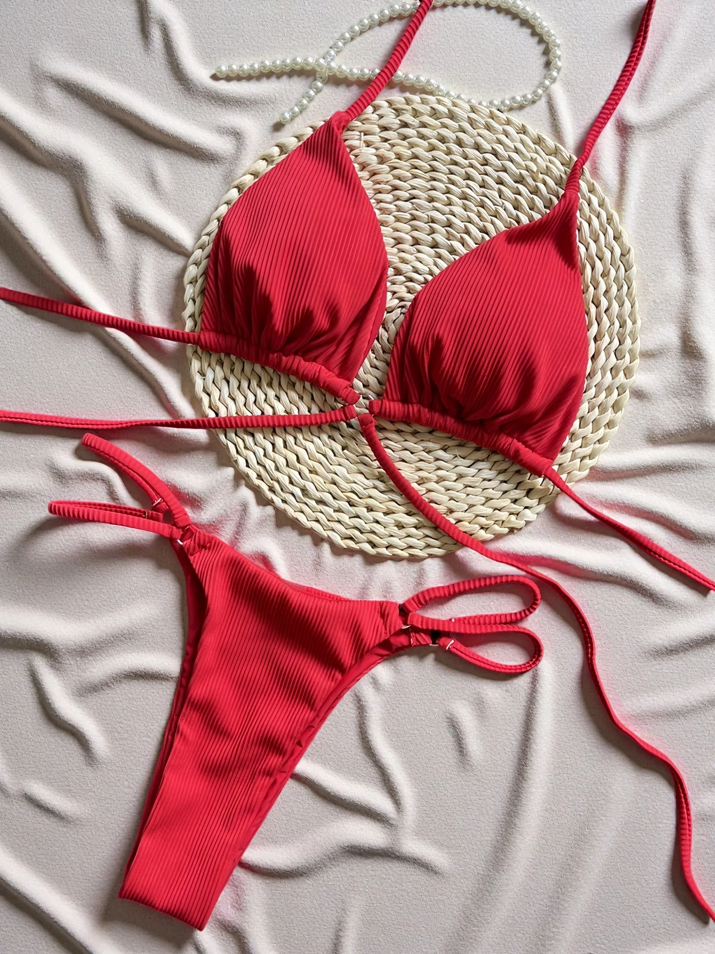 Women's Sexy Brazilian Bikini Set Halter Triangle Top Thong Bottom Two-Piece Swimsuit Bathing Suit Summer Beach Swimwear
Women's Sexy Brazilian Bikini Set Halter Triangle Top Thong Bottom Two-Piece Swimsuit Bathing Suit Summer Beach Swimwear
