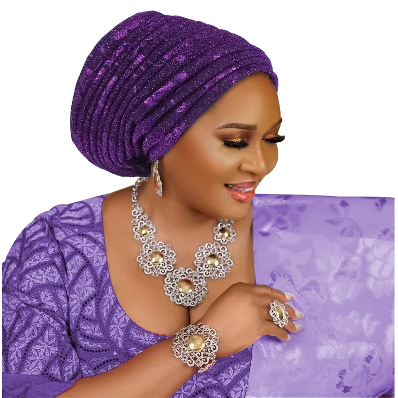 Pleated Head Wraps Bonnet African Lady Headpiece Muslim Headscarf Hat Glitter Fabric Turban Cap for Women
Pleated Head Wraps Bonnet African Lady Headpiece Muslim Headscarf Hat Glitter Fabric Turban Cap for Women
