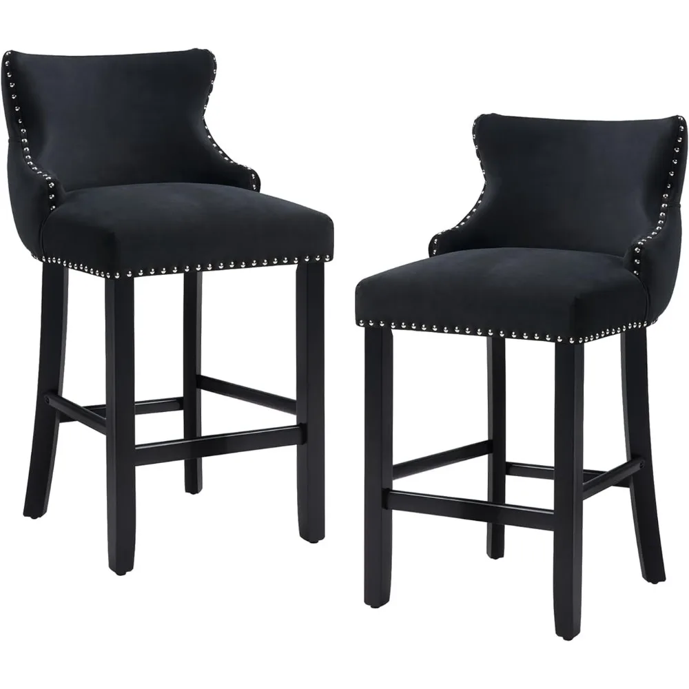 Velvet Bar Stools Counter Height Barstools with Back,Modern Upholstered Bar Stool Chairs with Button Tufted,Nailhead Wooden Legs
Velvet Bar Stools Counter Height Barstools with Back,Modern Upholstered Bar Stool Chairs with Button Tufted,Nailhead Wooden Legs