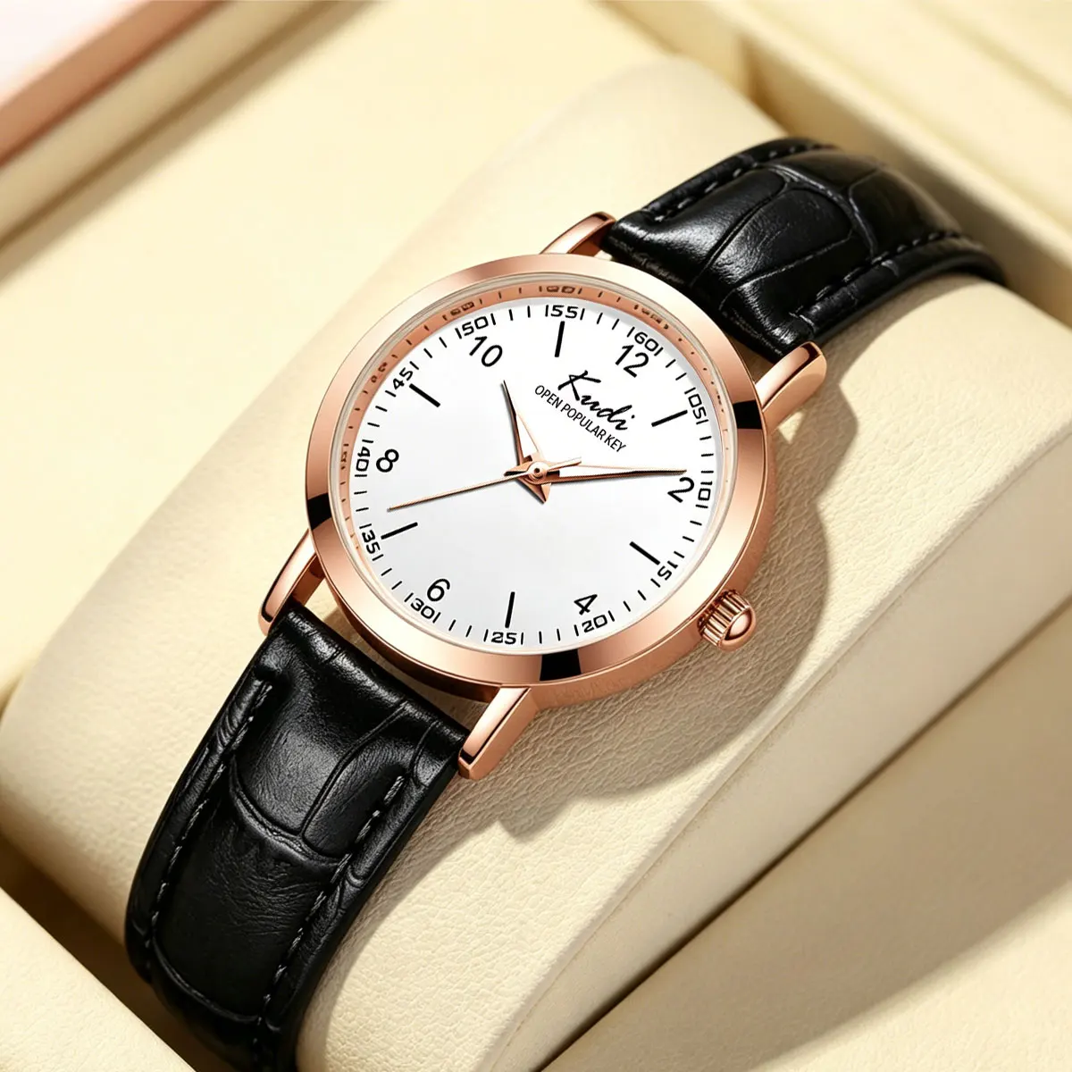 Rose Gold Minimalist Ladies Watch Casual Versatile Digital Scale Leather Strap Fashionable Small Size Women's Wristwatch
Rose Gold Minimalist Ladies Watch Casual Versatile Digital Scale Leather Strap Fashionable Small Size Women's Wristwatch