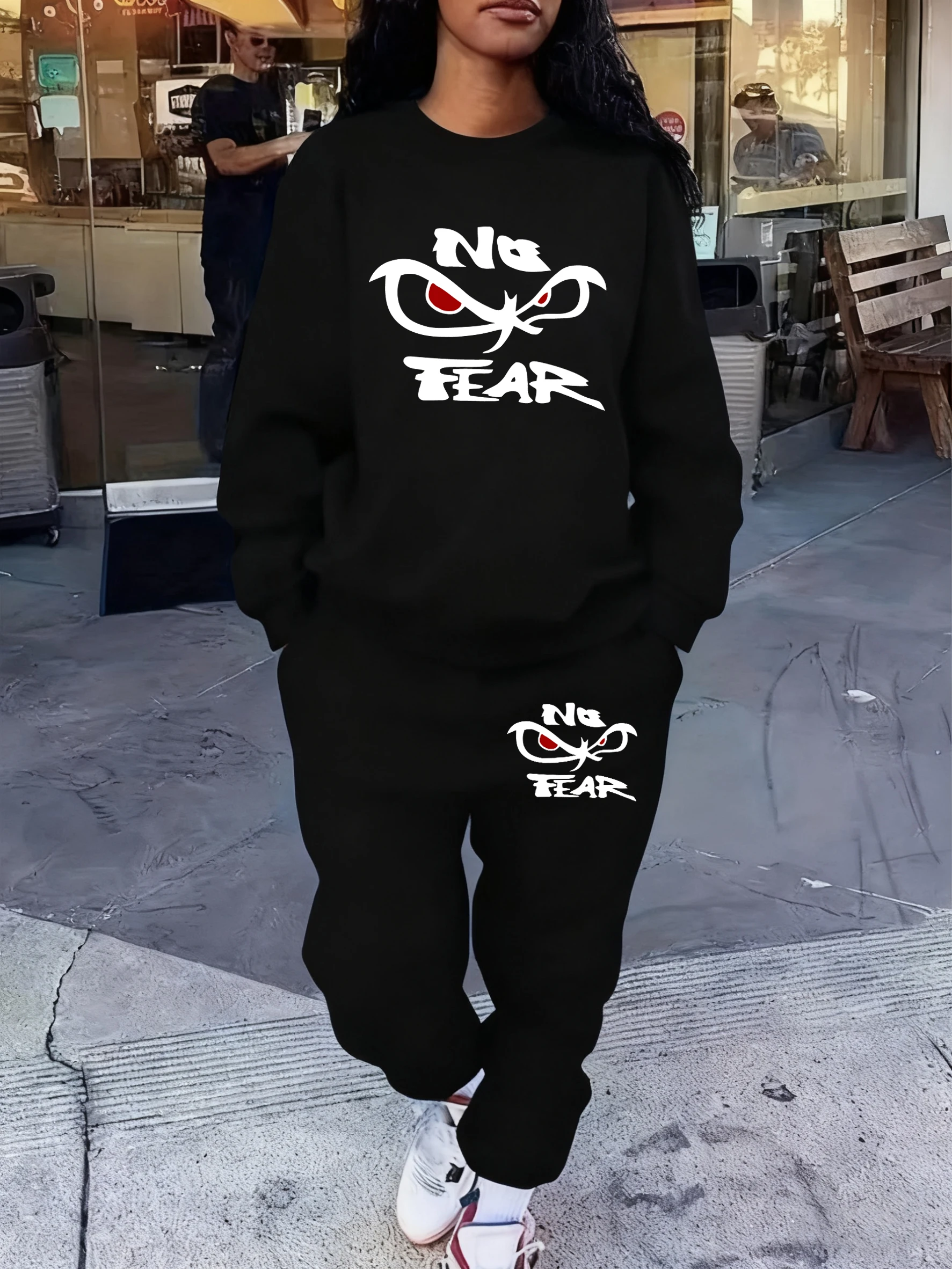 Женский комплект свитшотов для бега с принтом «Не бойся определяется маркой», повседневный пуловер с круглым вырезом, флисовые свободные спортивные штаны, осенние модные брюки
Женский комплект свитшотов для бега с принтом «Не бойся определяется маркой», повседневный пуловер с круглым вырезом, флисовые свободные спортивные штаны, осенние модные брюки