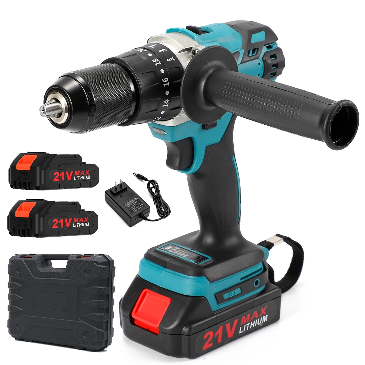 21V Cordless Electric Power Brushless Impact Drill Impact Battery Drill for Concrete and Masonry
21V Cordless Electric Power Brushless Impact Drill Impact Battery Drill for Concrete and Masonry