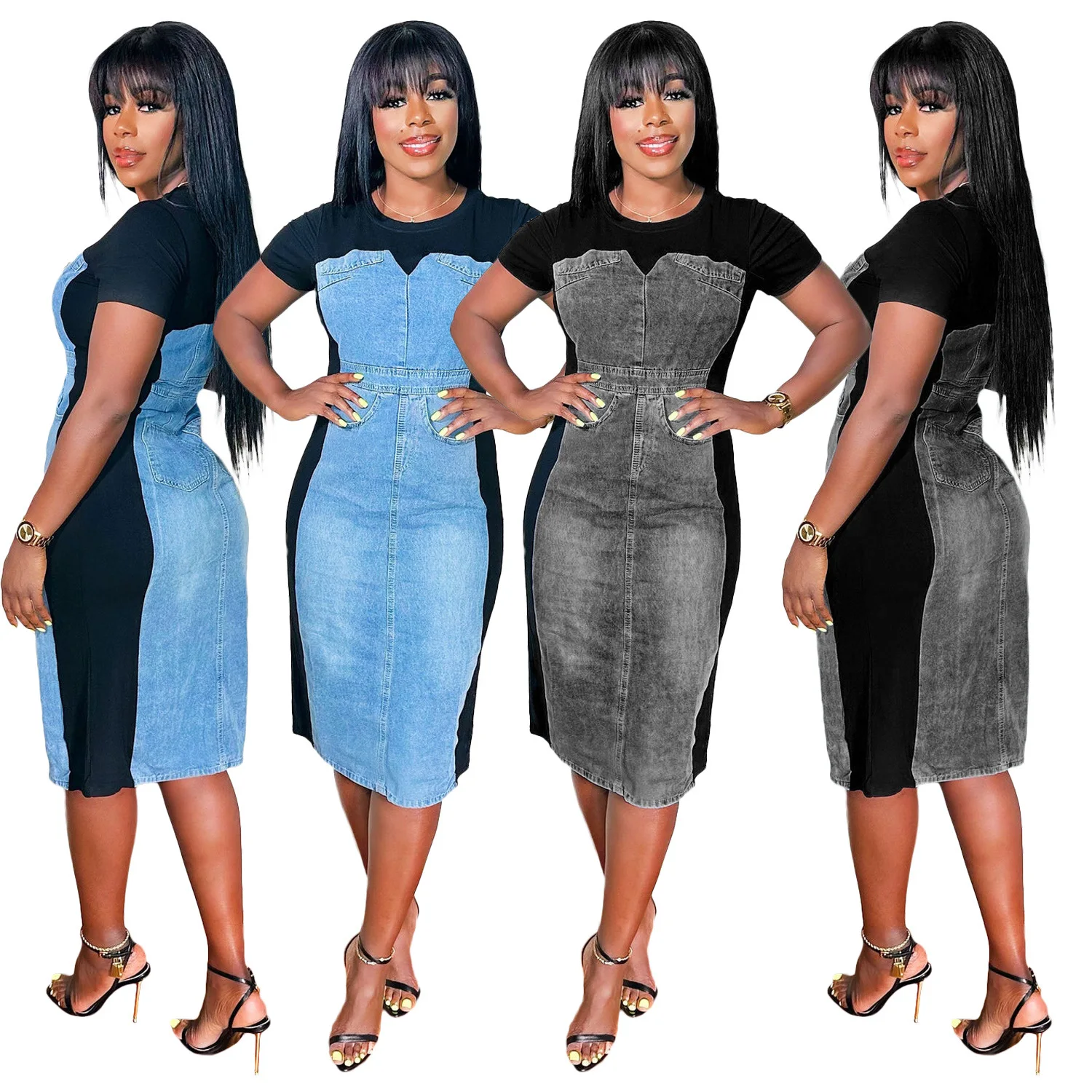 Mid Length Dress Women Denim Dresses A Line Vestidos Streetwear High Waist Bodycon Short Sleeve Elegant Splice Y2k Summer 2025
Mid Length Dress Women Denim Dresses A Line Vestidos Streetwear High Waist Bodycon Short Sleeve Elegant Splice Y2k Summer 2025