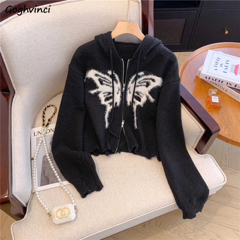 Hooded Cardigan for Women American Style Vintage Double Zipper Sweet Cool Girls Cropped Sweater Popular Streetwear Daily Outwear 
Hooded Cardigan for Women American Style Vintage Double Zipper Sweet Cool Girls Cropped Sweater Popular Streetwear Daily Outwear