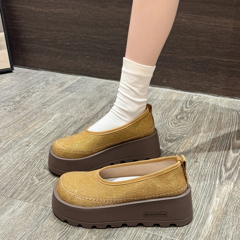 Women's Casual Shoes Platform Sole Rhinestone Upper Shallow Mouth Women's Loafers Leisure One Kick Fashion Zapatillas De Mujer
Women's Casual Shoes Platform Sole Rhinestone Upper Shallow Mouth Women's Loafers Leisure One Kick Fashion Zapatillas De Mujer