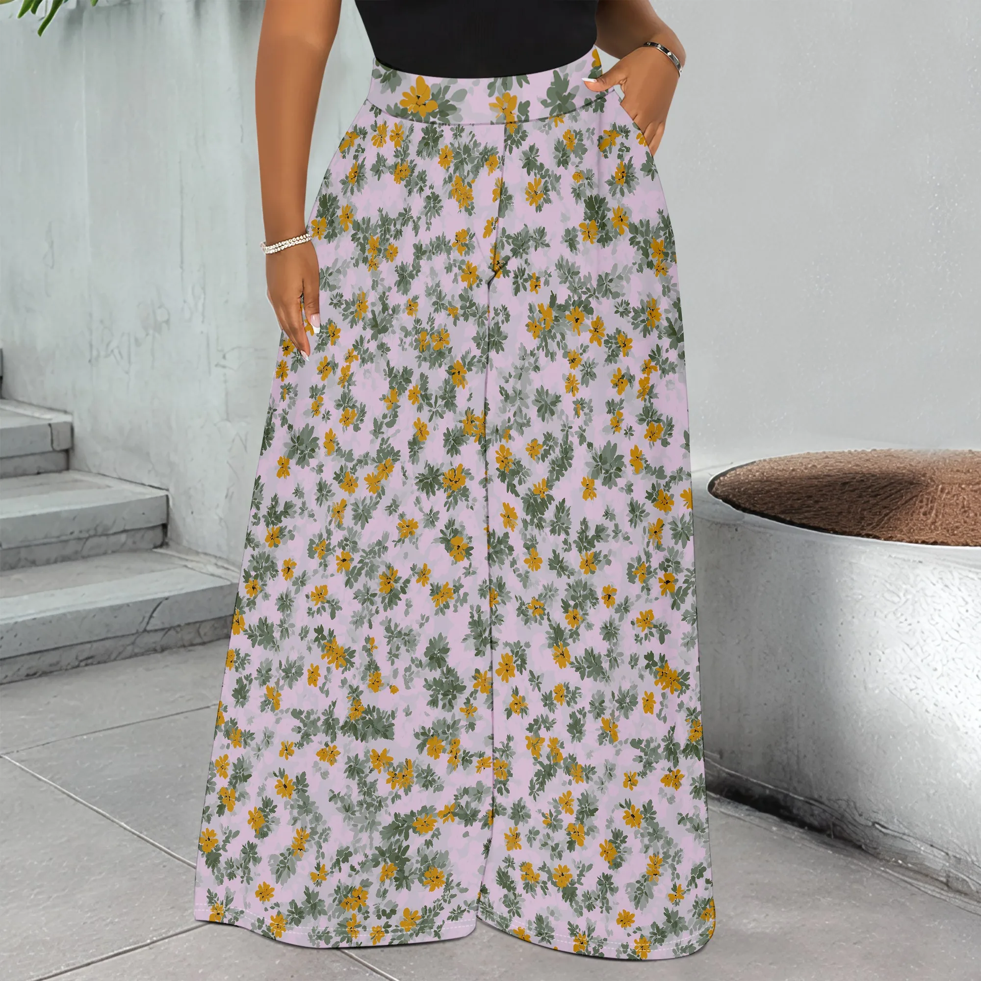 Floral Print, Wide Leg Pants Flower Pattern Botanical Trousers Pocket Detail Cotton Linen Bottoms Summer Casual Wear for Women
Floral Print, Wide Leg Pants Flower Pattern Botanical Trousers Pocket Detail Cotton Linen Bottoms Summer Casual Wear for Women