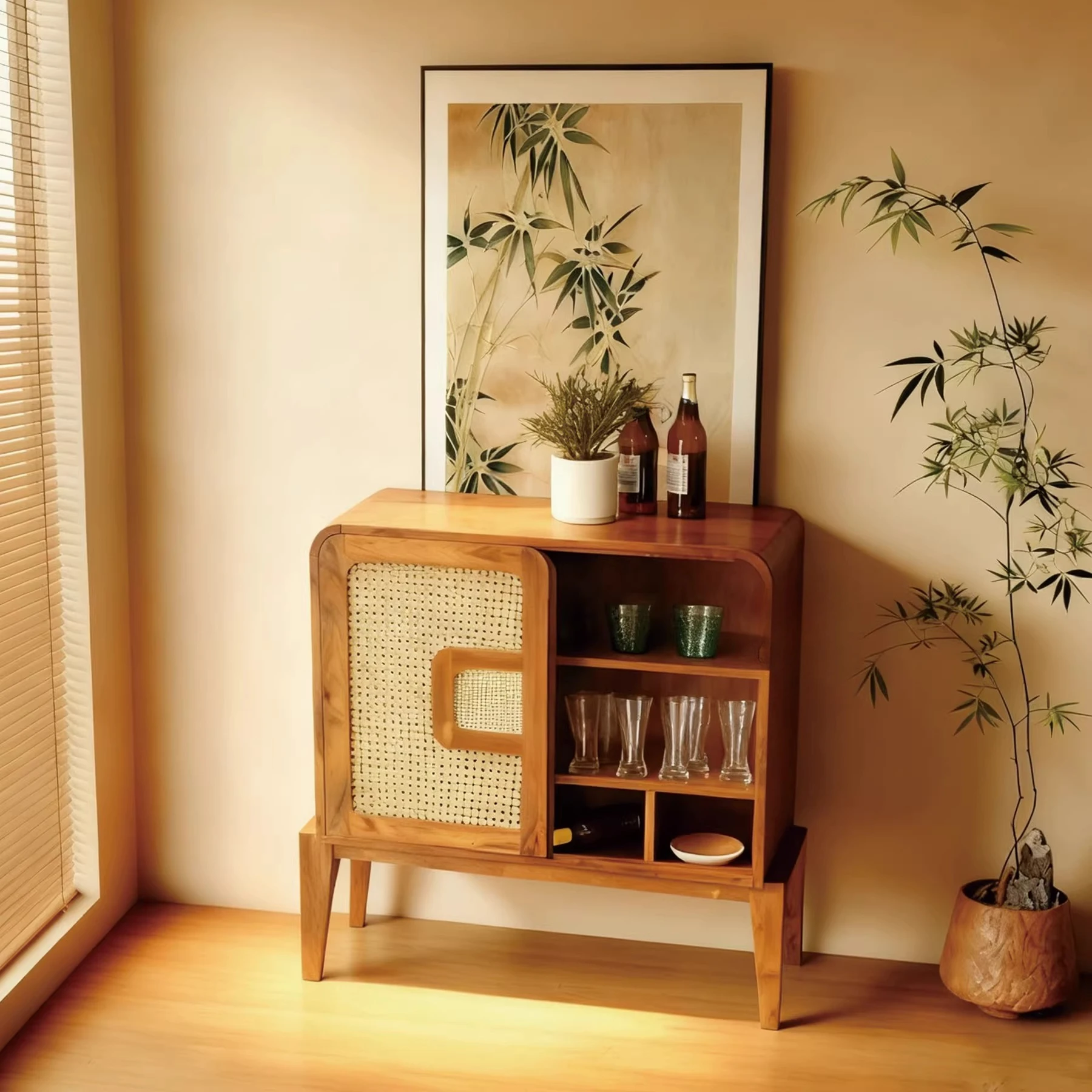 New Chinese medieval home improvement rattan dining side cabinet living room locker
New Chinese medieval home improvement rattan dining side cabinet living room locker