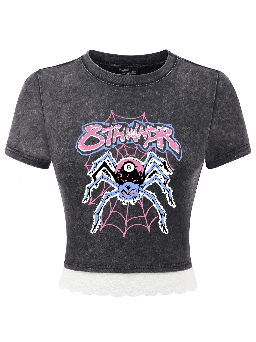 The Giant Spider On The Internet Print Cotton Crop Tops Women Summer Lace Hem Washed T-Shirts Regular O-Neck Tees Y2K Clothes
The Giant Spider On The Internet Print Cotton Crop Tops Women Summer Lace Hem Washed T-Shirts Regular O-Neck Tees Y2K Clothes
