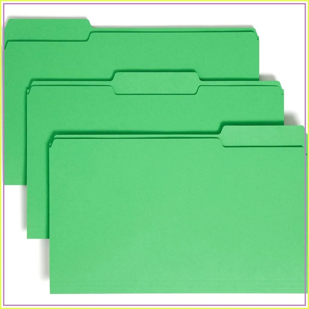 Green Legal Size File Folders, 1/3-Cut Tab, 100-Pack, 11-Point Stock, Expandable
Green Legal Size File Folders, 1/3-Cut Tab, 100-Pack, 11-Point Stock, Expandable