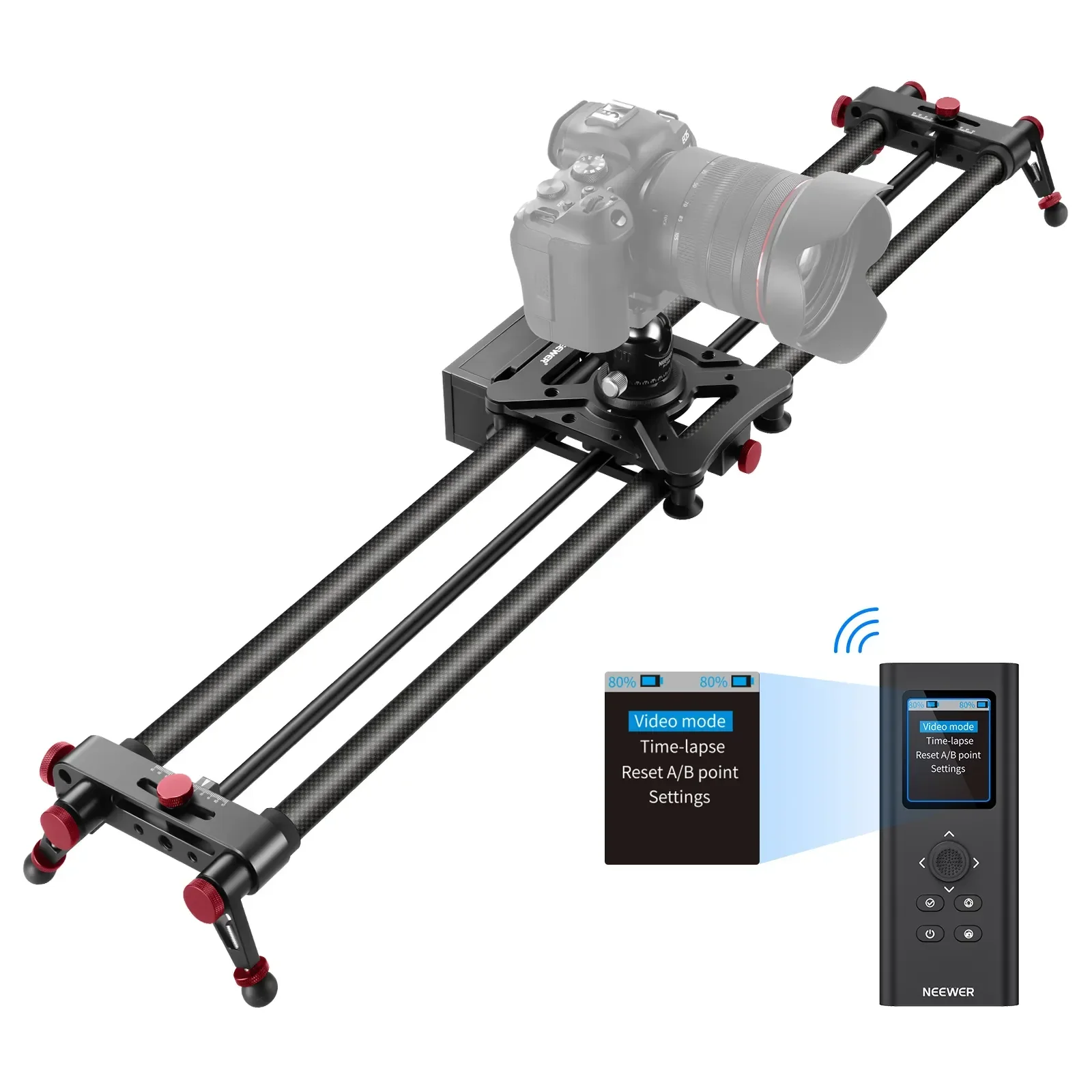 Neewer 31.5"/80cm(39.4"/100cm)Motorized Camera Slider, 2.4G Wireless Control Carbon Fiber Dolly Rail Slider, Supports Video Mode
Neewer 31.5"/80cm(39.4"/100cm)Motorized Camera Slider, 2.4G Wireless Control Carbon Fiber Dolly Rail Slider, Supports Video Mode