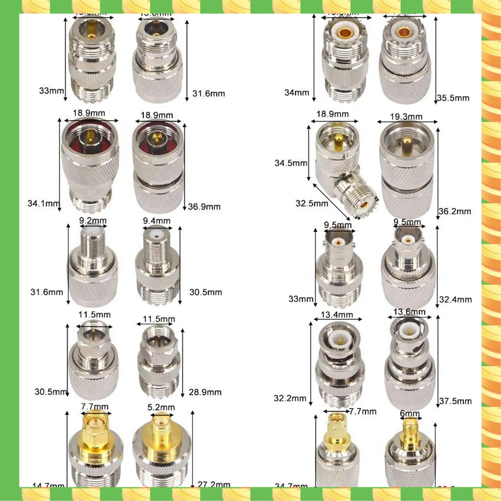 AB53 10PCS RF Connector UHF Male Connector RG8 RG58 Cable Lug Antenna Connector PL259 & 20PCS RF Coaxial Connector Kit
AB53 10PCS RF Connector UHF Male Connector RG8 RG58 Cable Lug Antenna Connector PL259 & 20PCS RF Coaxial Connector Kit
