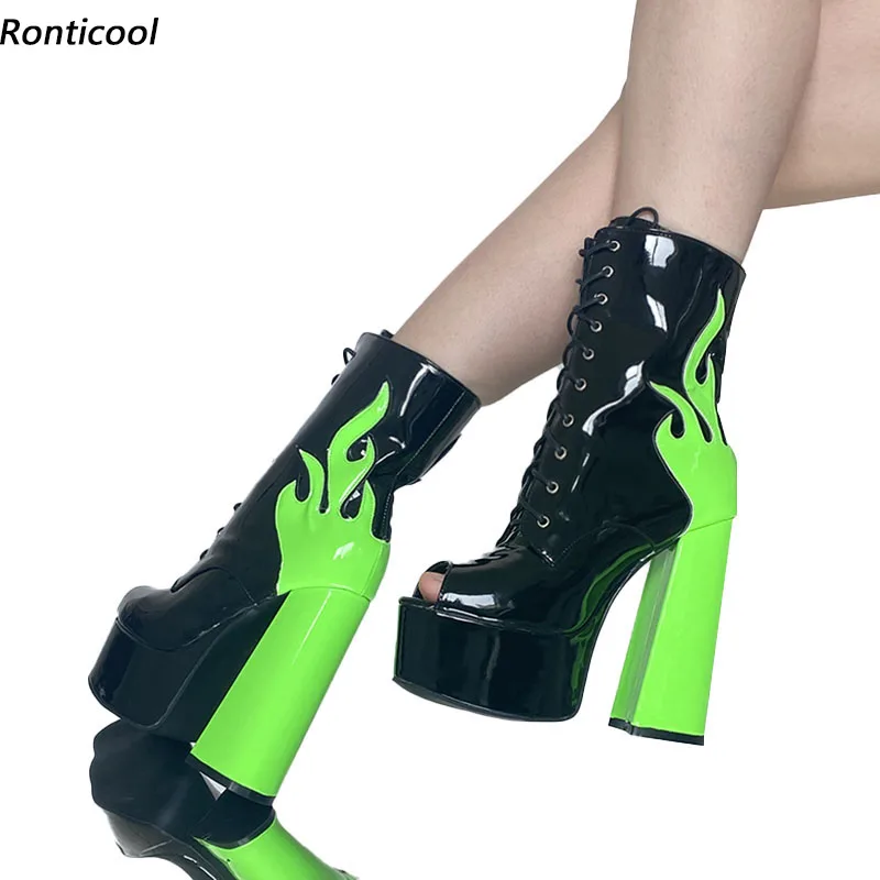 Ronticool Women Spring Platform Ankle Boots Lace Up Chunky Heels Peep Toe Fabulous Green Red Punk Street Shoes Plus US Size 5-15
Ronticool Women Spring Platform Ankle Boots Lace Up Chunky Heels Peep Toe Fabulous Green Red Punk Street Shoes Plus US Size 5-15