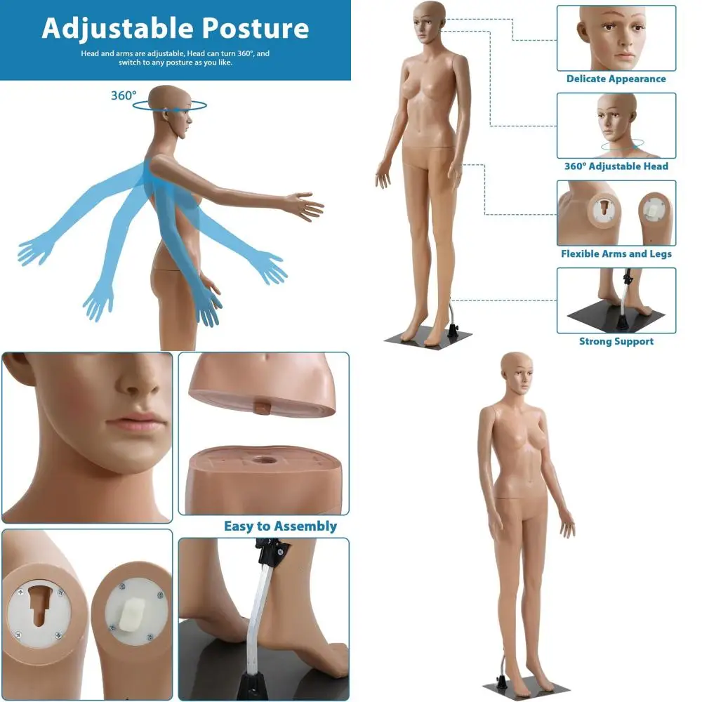Adjustable 69 Full Body Female Mannequin with Detachable Poseable Parts for Clothing Displays
Adjustable 69 Full Body Female Mannequin with Detachable Poseable Parts for Clothing Displays