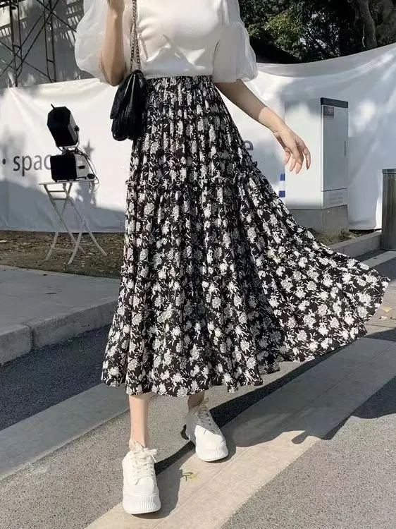 Floral Print A-Line Midi Skirt plus Size Elastic Waist Slimming Summer Casual High Waist Korean Style Polyester Fiber
Floral Print A-Line Midi Skirt plus Size Elastic Waist Slimming Summer Casual High Waist Korean Style Polyester Fiber