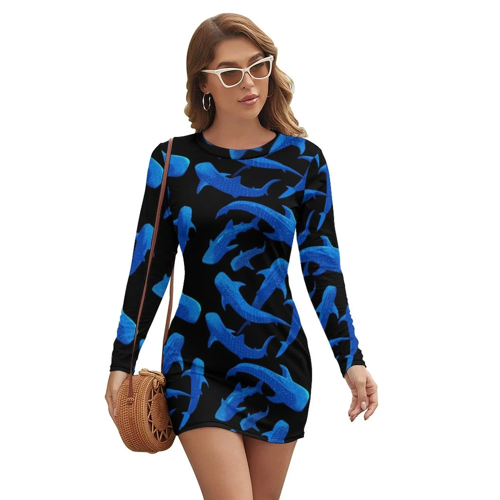 Shark Whale pattern Long-sleeved Dress sexy dress Women's summer suit Dress woman
Shark Whale pattern Long-sleeved Dress sexy dress Women's summer suit Dress woman
