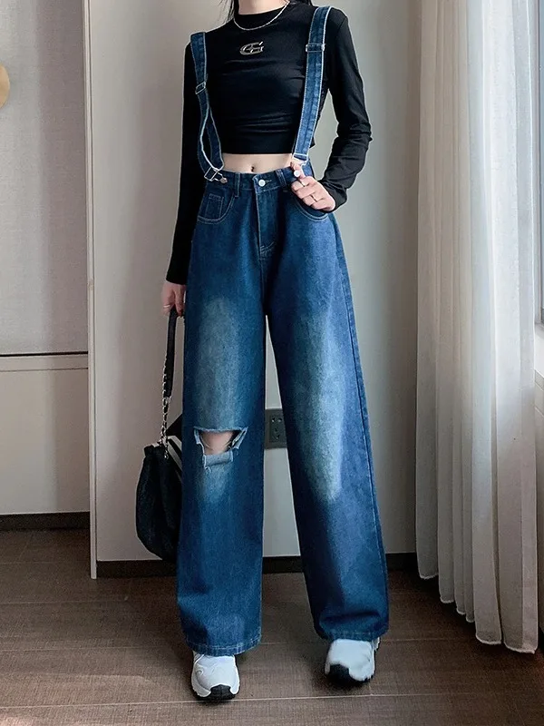 Fashionable Sexy Denim Overalls Women's Loose Casual Wide Leg Pants High Waist Blue Polyester Fiber Non-Stretchy Commute Wear
Fashionable Sexy Denim Overalls Women's Loose Casual Wide Leg Pants High Waist Blue Polyester Fiber Non-Stretchy Commute Wear