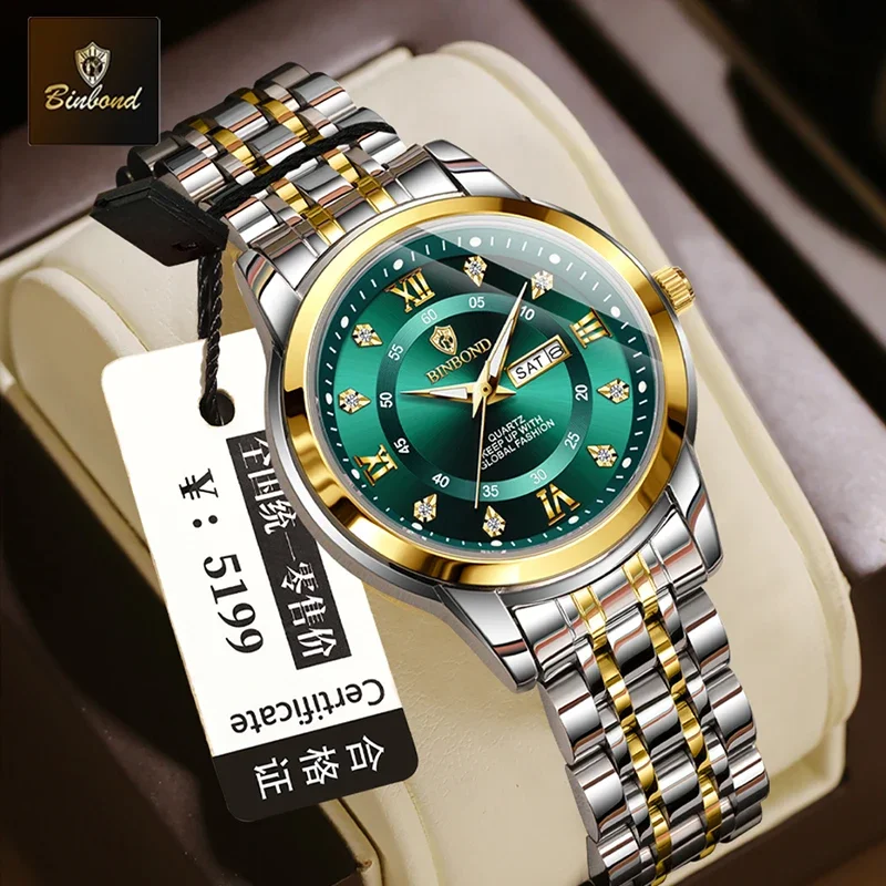BINBOND B7169 Top Brand Fashion Business Women's Quartz Watch 30M Waterproof Week Date Luxury Stainless steel Ladies' Wristwatch
BINBOND B7169 Top Brand Fashion Business Women's Quartz Watch 30M Waterproof Week Date Luxury Stainless steel Ladies' Wristwatch