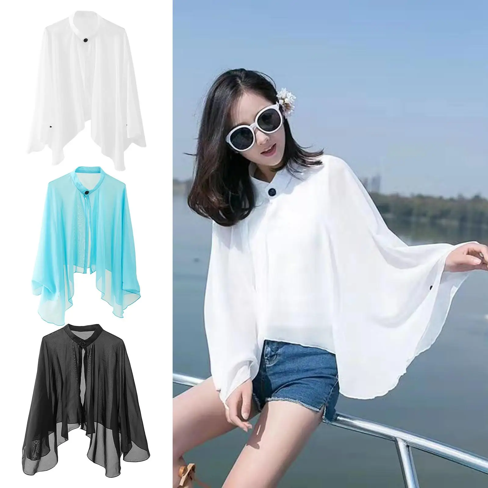 Женские однотонные шифоновые повседневные пляжные свободные топы с открытой передней частью, богемные рубашки от солнца
Женские однотонные шифоновые повседневные пляжные свободные топы с открытой передней частью, богемные рубашки от солнца