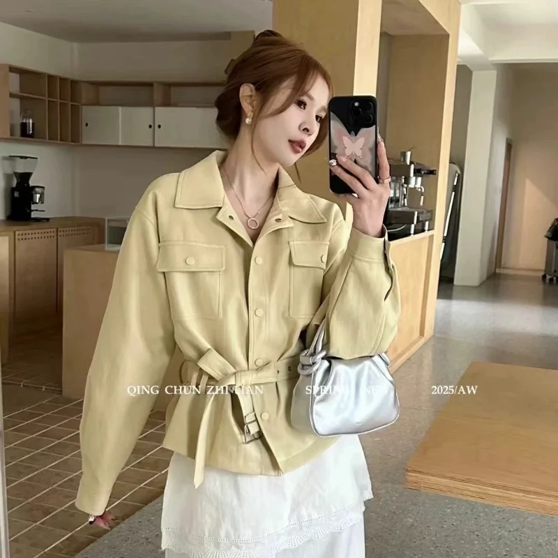 Leather Jacket Women's 2025 Early Spring New Style Short Belted Waist Leather Jacket
Leather Jacket Women's 2025 Early Spring New Style Short Belted Waist Leather Jacket