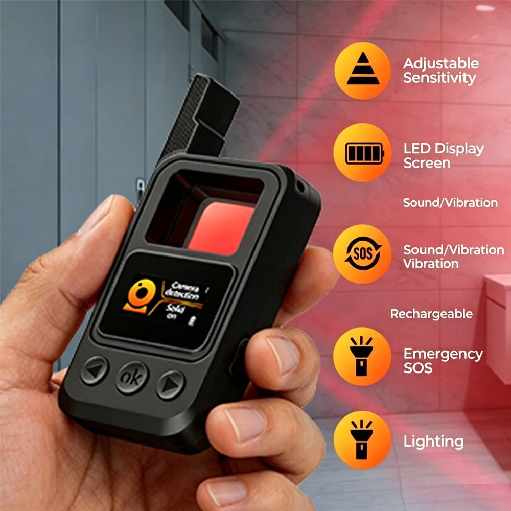 Spy Camera Detector Infrared Lens Detector Magnetic Field Tracker GPS Audio Recorder Finder Hack Gadget Device Detection Scanner
Spy Camera Detector Infrared Lens Detector Magnetic Field Tracker GPS Audio Recorder Finder Hack Gadget Device Detection Scanner