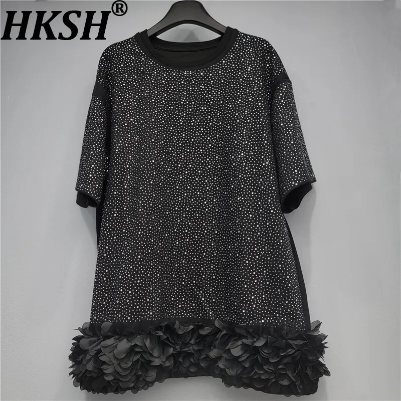 HKSH Autumn New Women's T-shirt O-neck Short Sleeves Studded Diamonds Patchwork Mesh Flower Hem Elegant Tee Chic Ins Top HK15785
HKSH Autumn New Women's T-shirt O-neck Short Sleeves Studded Diamonds Patchwork Mesh Flower Hem Elegant Tee Chic Ins Top HK15785