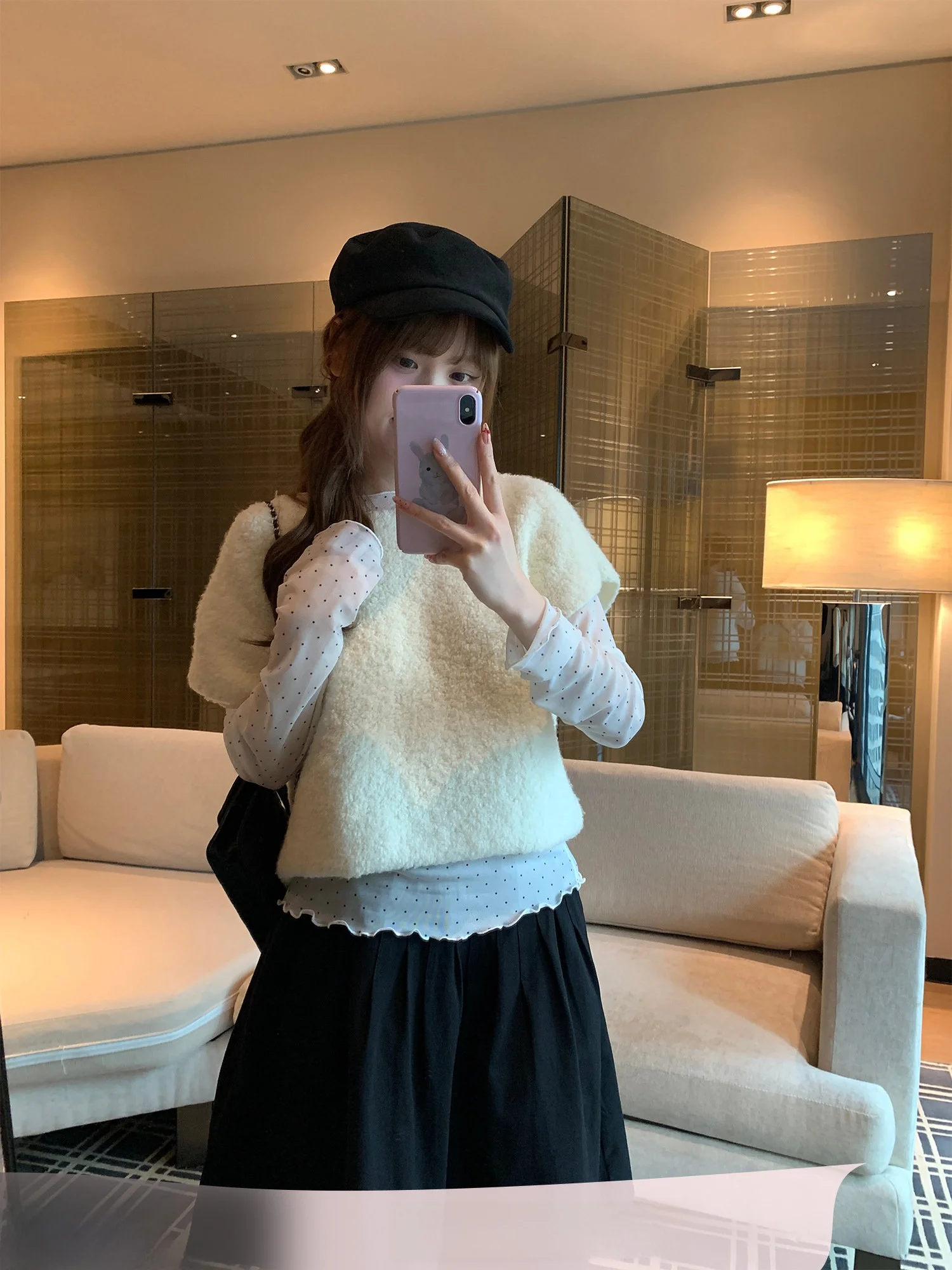 Kong Zhen Fan Sweet Plaid Short Sleeve Knitted Top Inner Wear Long Sleeve Polka Dot Pattern Two Piece Set for Young Girls
Kong Zhen Fan Sweet Plaid Short Sleeve Knitted Top Inner Wear Long Sleeve Polka Dot Pattern Two Piece Set for Young Girls