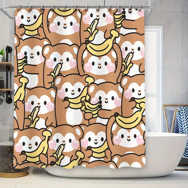 Cute Cartoon Monkey Bathing Curtain with Banana Design Waterproof Fabric Shower Cords Decor for Bathroom Happy Home Decor Availa
Cute Cartoon Monkey Bathing Curtain with Banana Design Waterproof Fabric Shower Cords Decor for Bathroom Happy Home Decor Availa