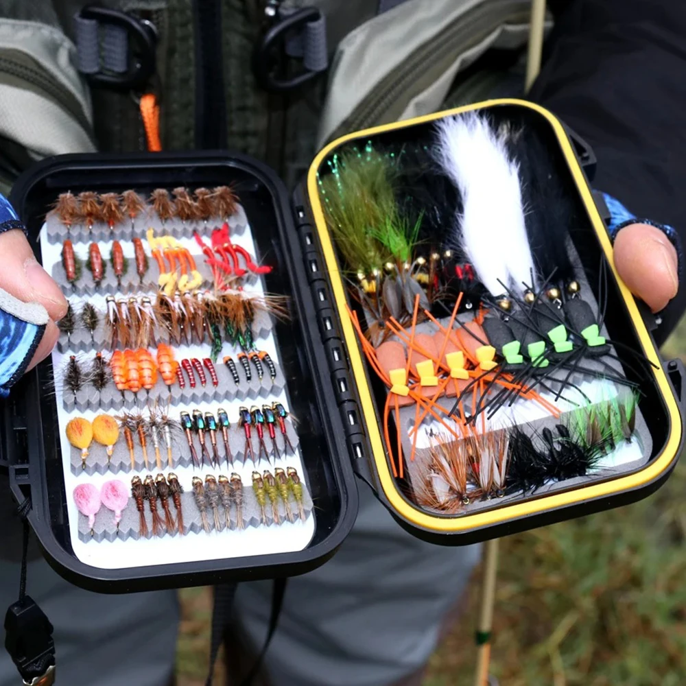 120PCS/Box Fly Fishing Lure Kit Dry Wet Flies Nymphs Woolly Buggers Streamers Emerger Worms Bass Trout Grayling Fishing Bait
120PCS/Box Fly Fishing Lure Kit Dry Wet Flies Nymphs Woolly Buggers Streamers Emerger Worms Bass Trout Grayling Fishing Bait