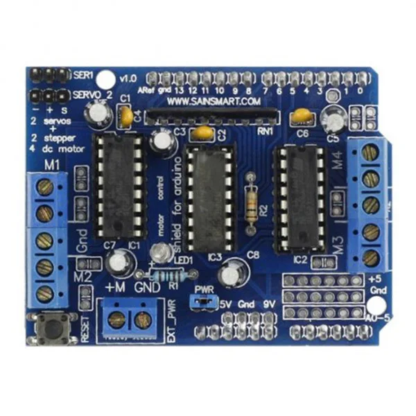 1pcs L293D Driver Board For 5V L293D Motor 4 Dc Motors 2 Stepper H-Bridges 8-Bit .5-25V 
1pcs L293D Driver Board For 5V L293D Motor 4 Dc Motors 2 Stepper H-Bridges 8-Bit .5-25V