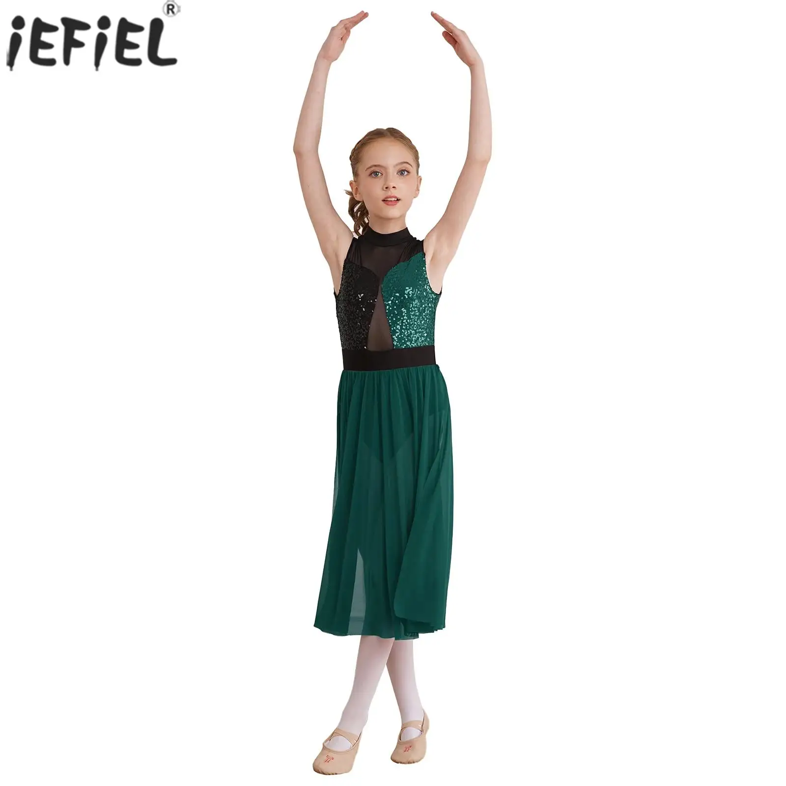 Kids Girls Modern Lyrical Dance Dress Mock Neck Sleeveless Shiny Ballet Gymnastics Leotards Figure Skating Performance Costume
Kids Girls Modern Lyrical Dance Dress Mock Neck Sleeveless Shiny Ballet Gymnastics Leotards Figure Skating Performance Costume