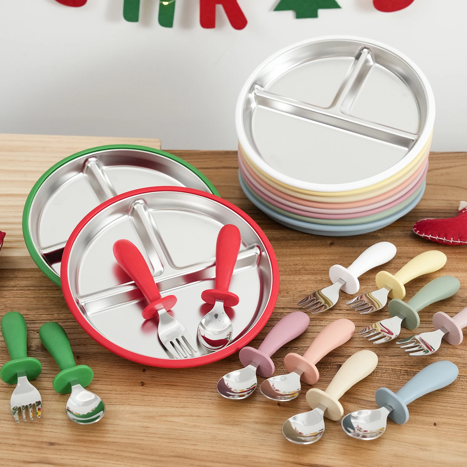 Cokor Kids 3PCS Baby Stainless Steel Dinner Set With Plate Fork Spoon - Reusable Feeding Dish Toddler Training Weaning Tableware
Cokor Kids 3PCS Baby Stainless Steel Dinner Set With Plate Fork Spoon - Reusable Feeding Dish Toddler Training Weaning Tableware