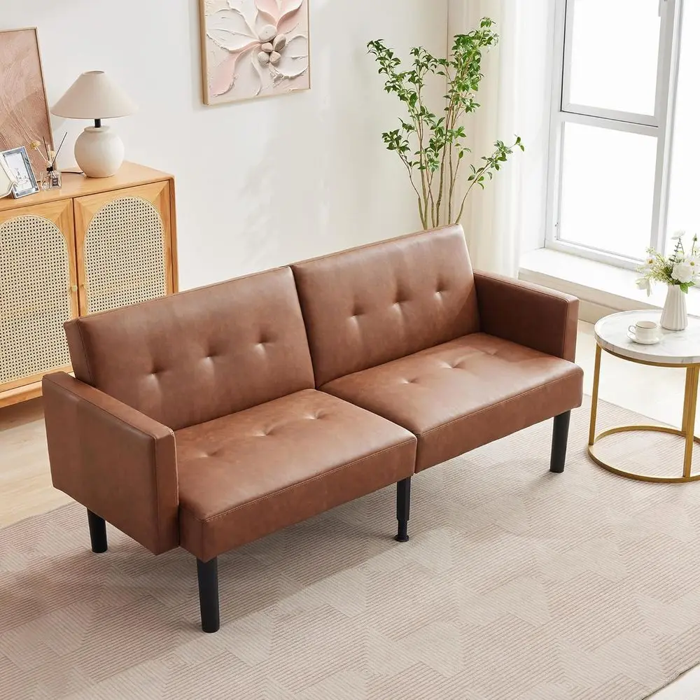 Коричневый раскладной диван-кровать из искусственной кожи с деревянными ножками, вместимость 700 фунтов, регулируемый двухместный диван для гостиной
Коричневый раскладной диван-кровать из искусственной кожи с деревянными ножками, вместимость 700 фунтов, регулируемый двухместный диван для гостиной