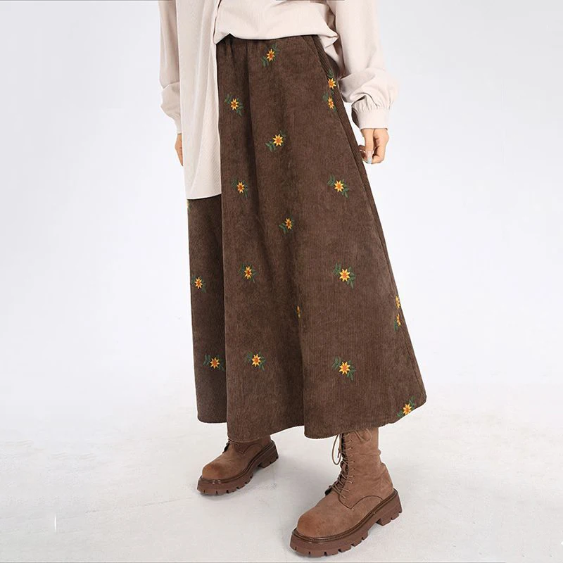 Vintage Corduroy Floral Midi Skirts Women Korean Elegant High Waist A Line Skirt Streetwear Loose Casual Japanese Skirts
Vintage Corduroy Floral Midi Skirts Women Korean Elegant High Waist A Line Skirt Streetwear Loose Casual Japanese Skirts