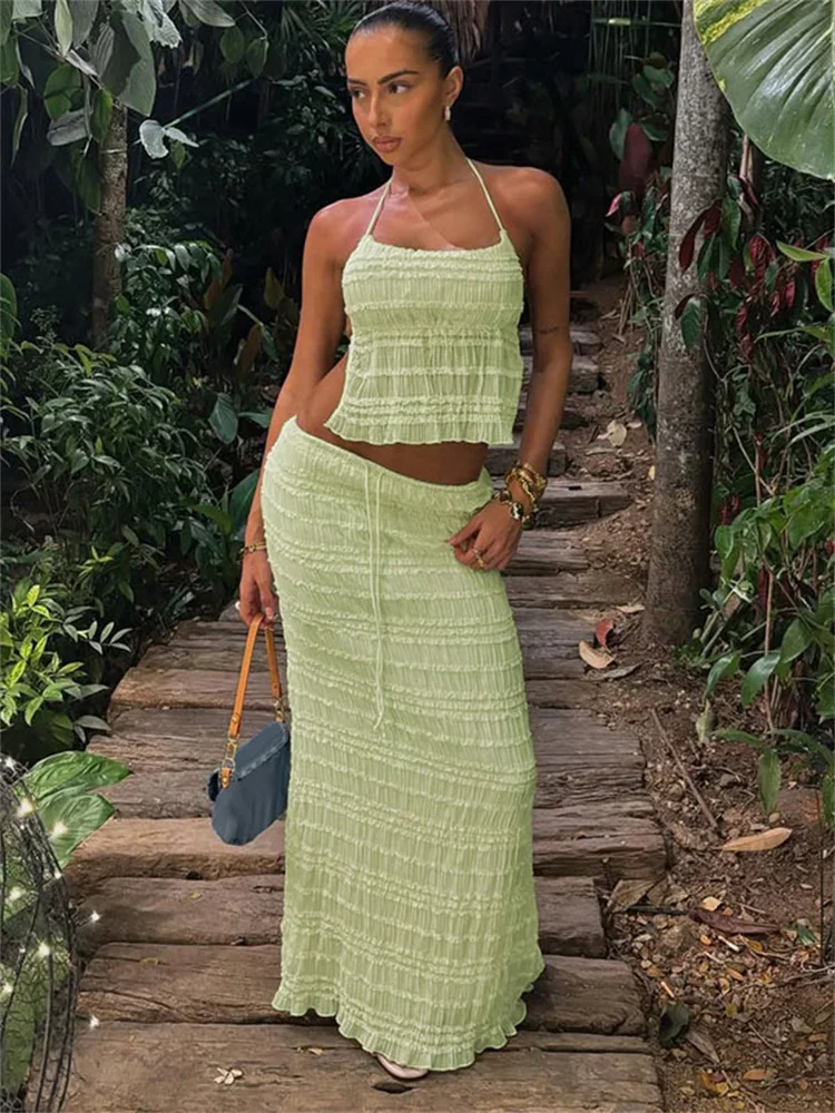 Fashion Sexy 2 Piece-Set Long Skirt For Women Backless See-Through Cropped Top And High Waist Patchwork Maxi Skirt Outfits
Fashion Sexy 2 Piece-Set Long Skirt For Women Backless See-Through Cropped Top And High Waist Patchwork Maxi Skirt Outfits